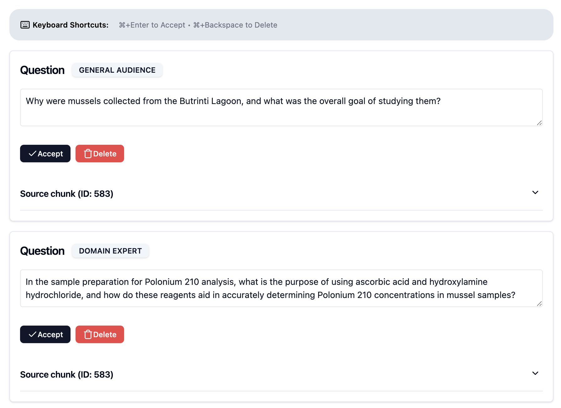 Synthetic question validation